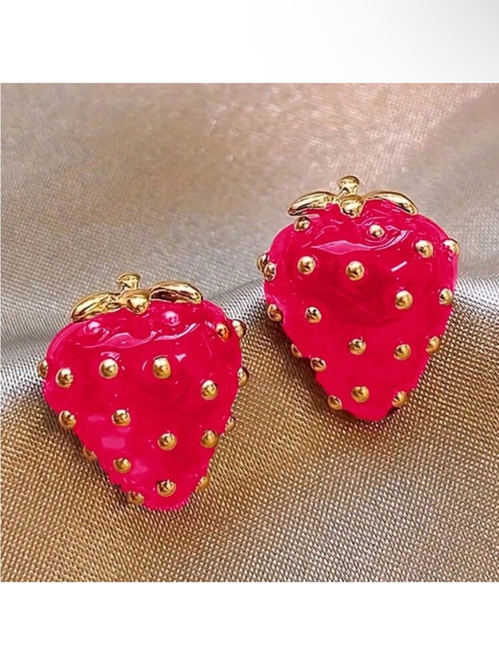 Pink gold Strawberry Earrings - Women's Fashion Accessory new